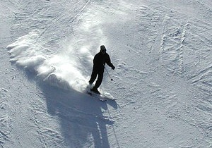 skiing down a slope